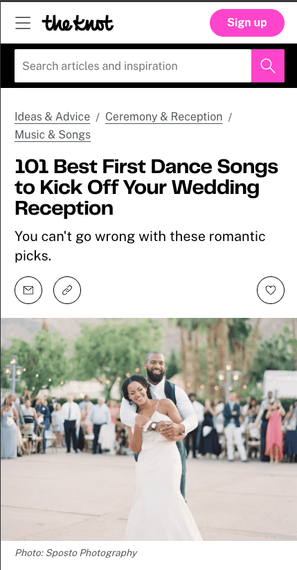 A wedding site article listing 101 first dance songs